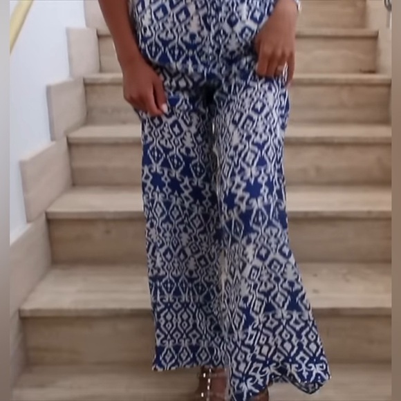 NWT Zara drawstring blue and white print pant - Picture 10 of 11